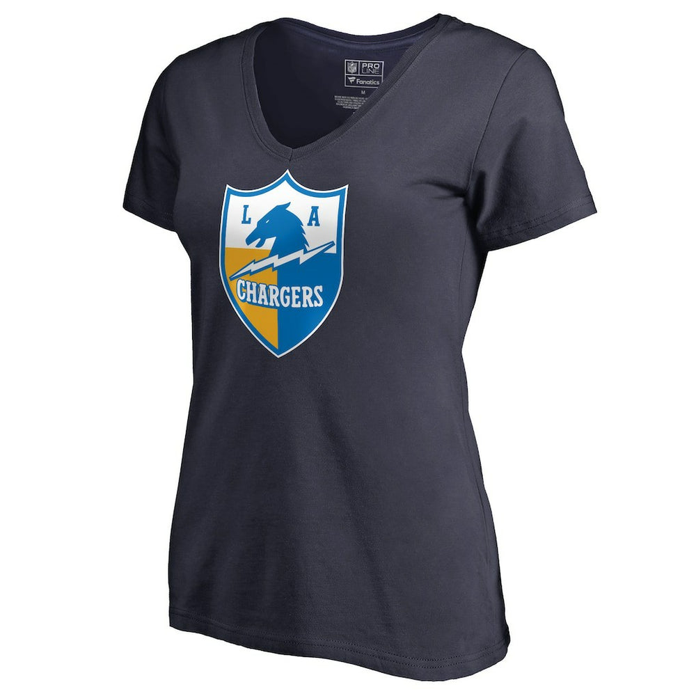 Los Angeles Chargers  Women's Retro Shield Logo V-Neck T-Shirt