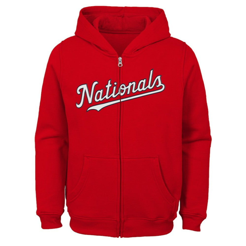 Washington Nationals Youth Team Color Wordmark Full-Zip Hoodie | MLB Discount
