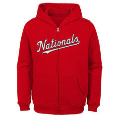 Washington Nationals Youth Team Color Wordmark Full-Zip Hoodie | MLB Discount
