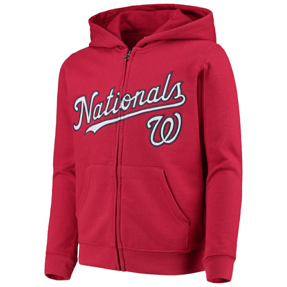 Washington Nationals Youth Team Color Wordmark Full-Zip Hoodie | MLB Discount