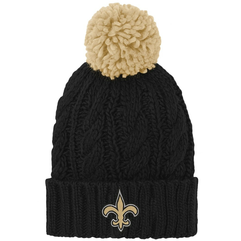 New Orleans Saints  Girls Youth Team Cable Cuffed Knit Hat with Pom