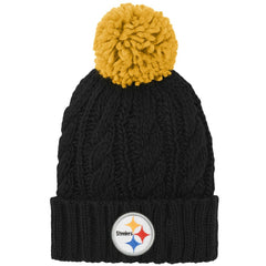 Pittsburgh Steelers  Girls Youth Team Cable Cuffed Knit Hat with Pom