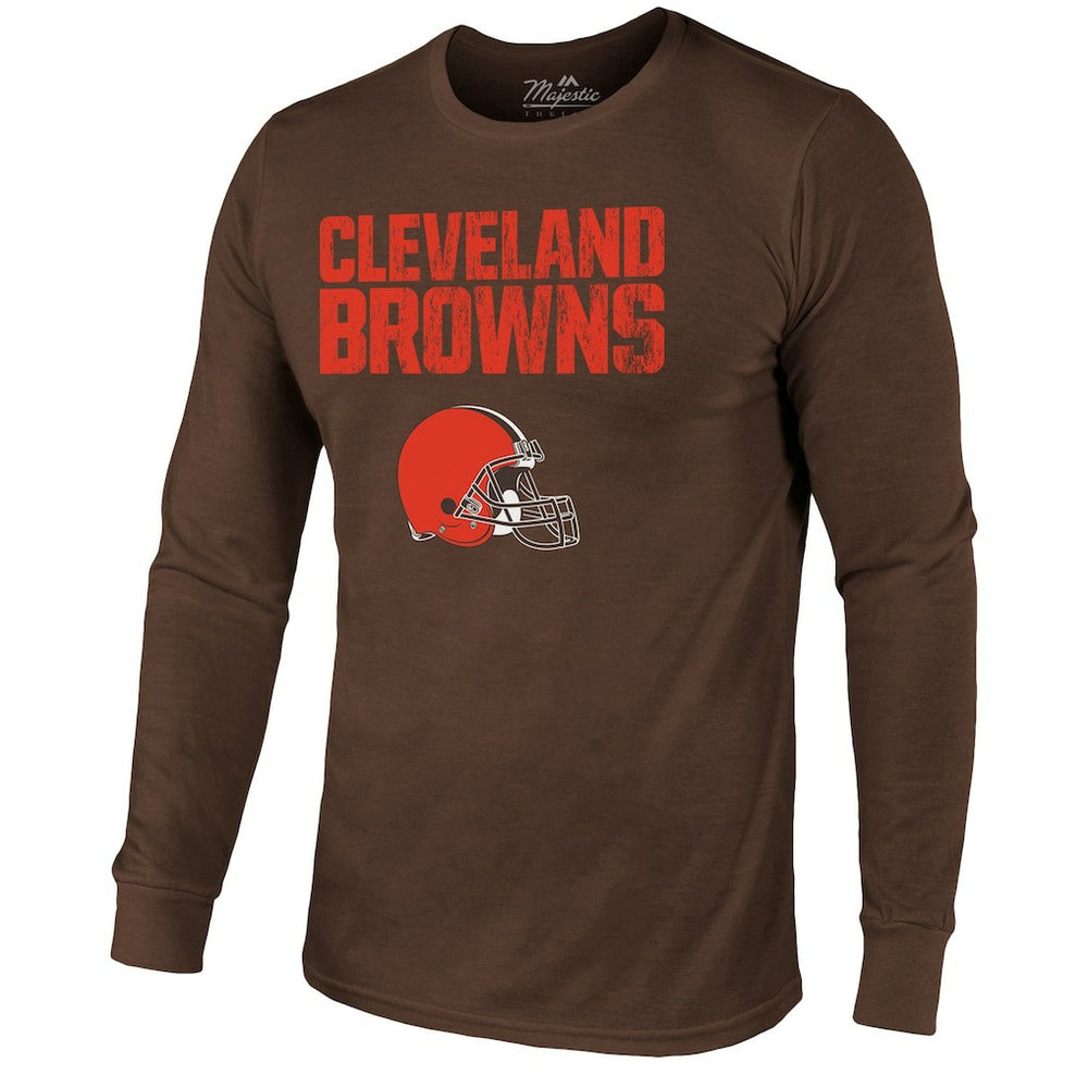 Cleveland Browns  Majestic Threads Lockup Tri-Blend Long Sleeve T-Shirt