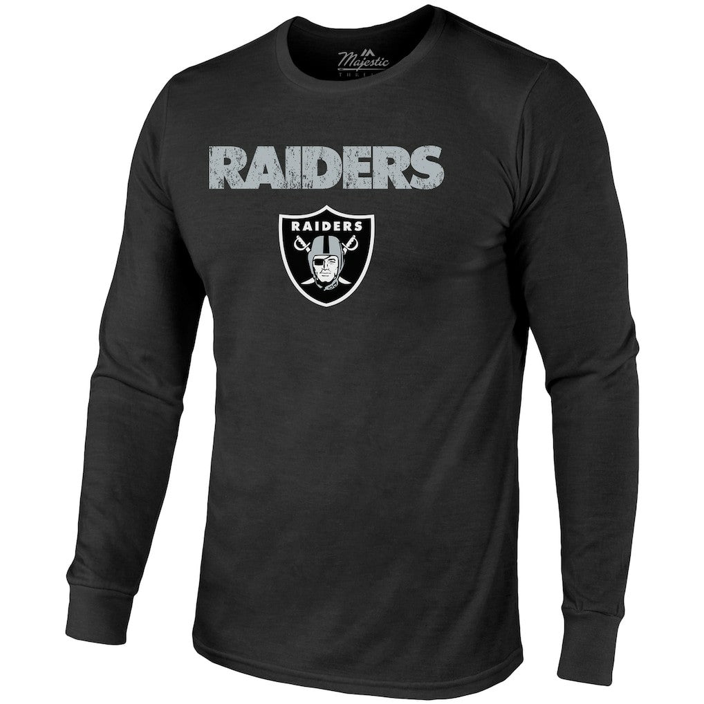 Las Vegas Raiders  Majestic Threads Lockup Tri-Blend Long Sleeve T-Shirt