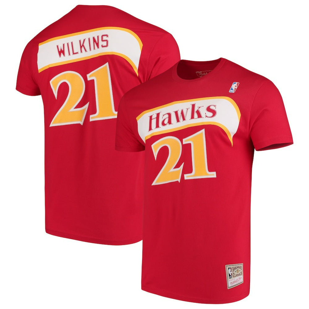Dominique Wilkins Atlanta Hawks Hardwood Classics Team Name & Number T-Shirt On Sale