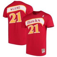 Dominique Wilkins Atlanta Hawks Hardwood Classics Team Name & Number T-Shirt On Sale