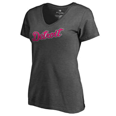 Detroit Tigers Women's Pink Wordmark V-Neck T-Shirt | MLB For sale