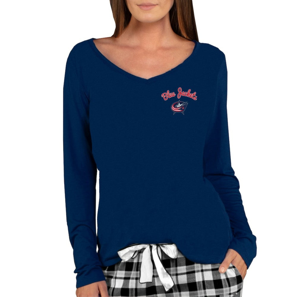 Columbus Blue Jackets Concepts Sport Women's Marathon Knit Long Sleeve V-Neck Top For Sale