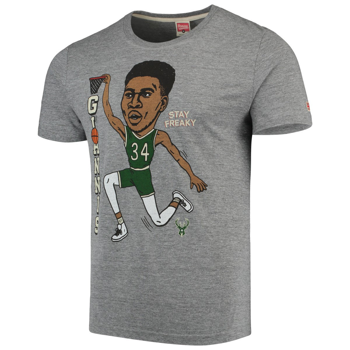 Giannis Antetokounmpo Milwaukee Bucks Player Graphic Tri-Blend T-Shirt New