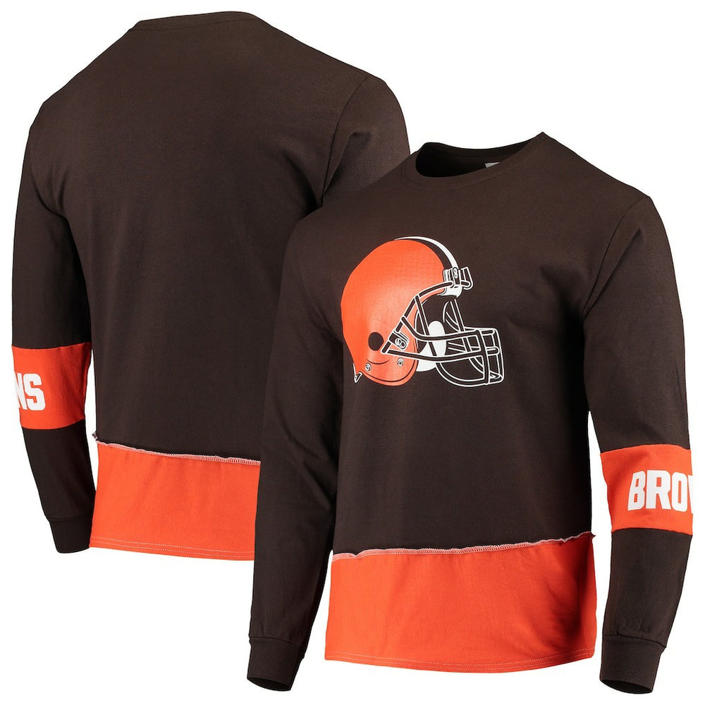 Cleveland Browns  Refried Apparel Sustainable Upcycled Angle Long Sleeve T-Shirt