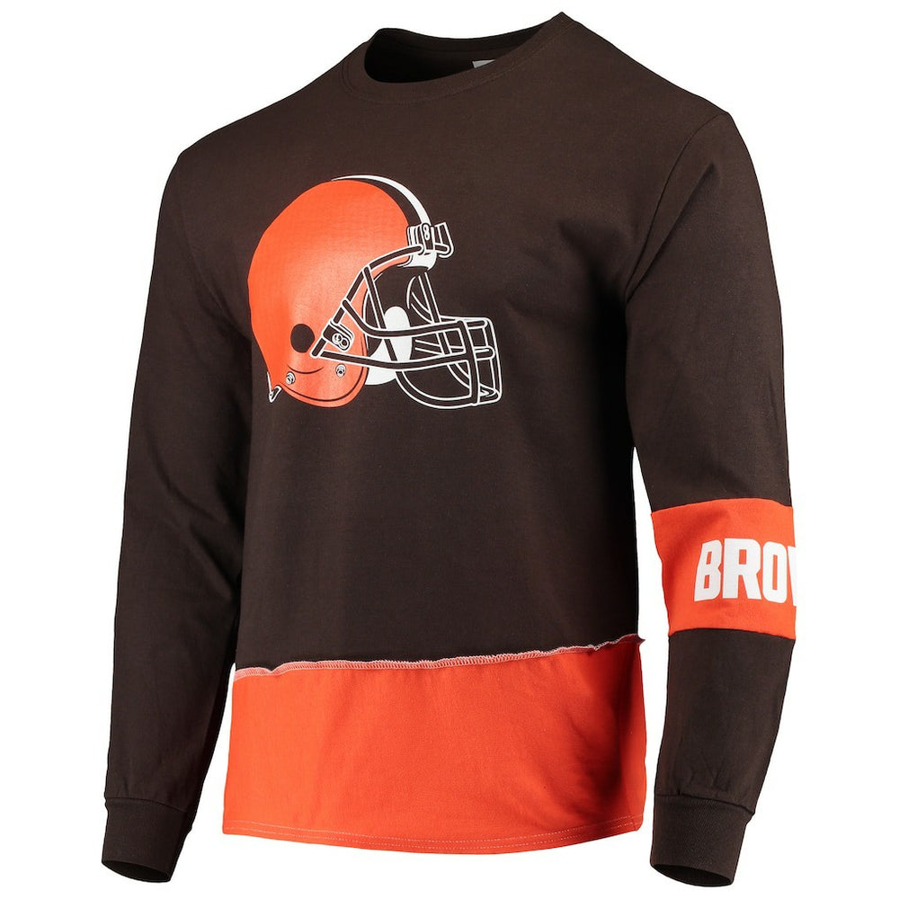 Cleveland Browns  Refried Apparel Sustainable Upcycled Angle Long Sleeve T-Shirt
