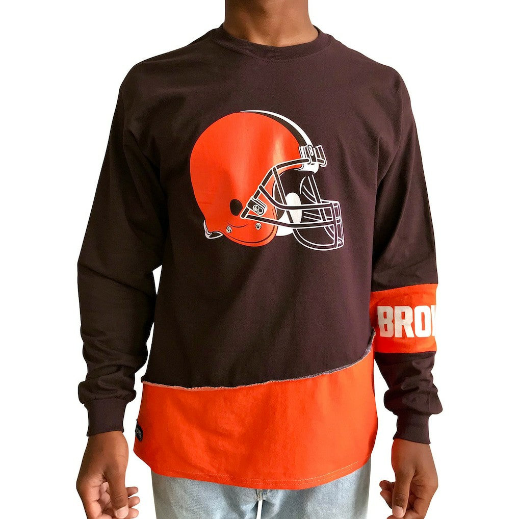 Cleveland Browns  Refried Apparel Sustainable Upcycled Angle Long Sleeve T-Shirt
