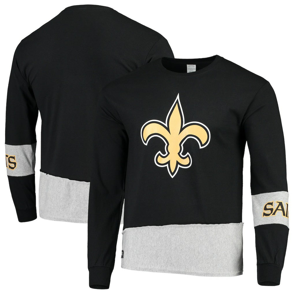 New Orleans Saints  Refried Apparel Sustainable Upcycled Angle Long Sleeve T-Shirt