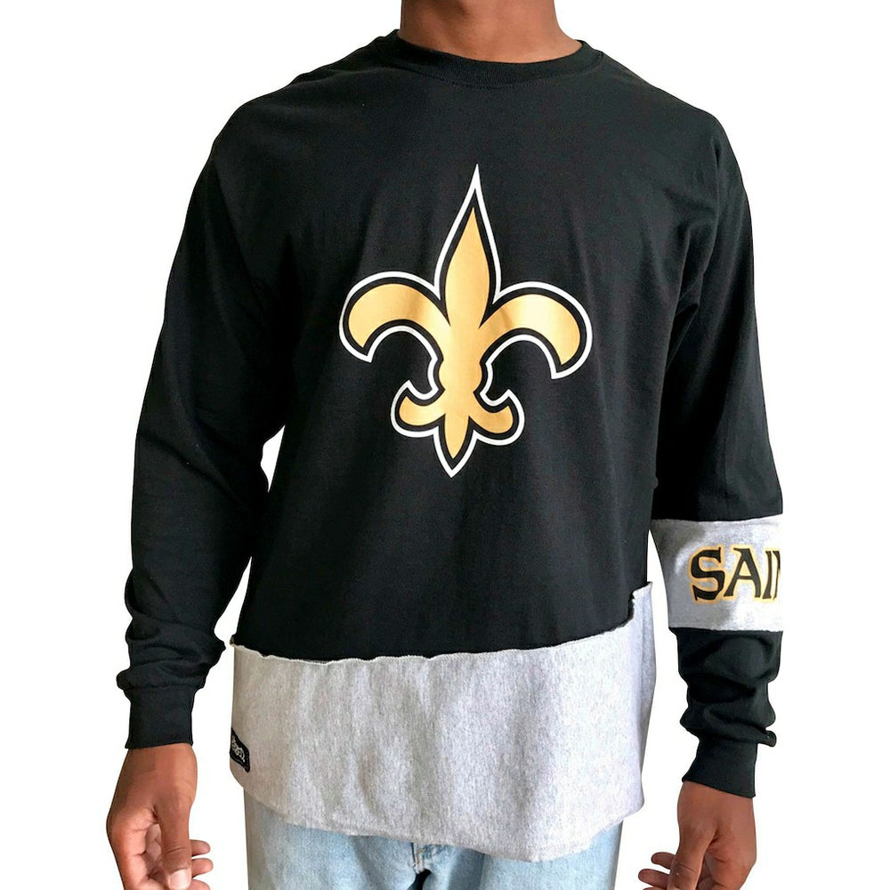 New Orleans Saints  Refried Apparel Sustainable Upcycled Angle Long Sleeve T-Shirt