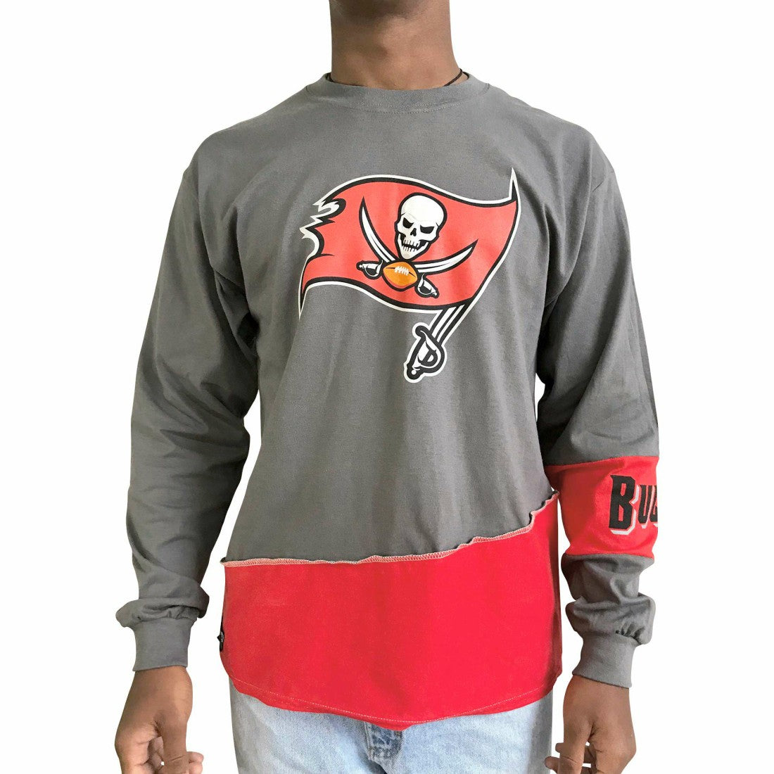 Tampa Bay Buccaneers  Refried Apparel Sustainable Upcycled Angle Long Sleeve T-Shirt