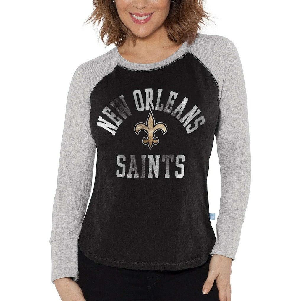 New Orleans Saints  Touch Women's Waffle Raglan Lightweight Long Sleeve T-Shirt