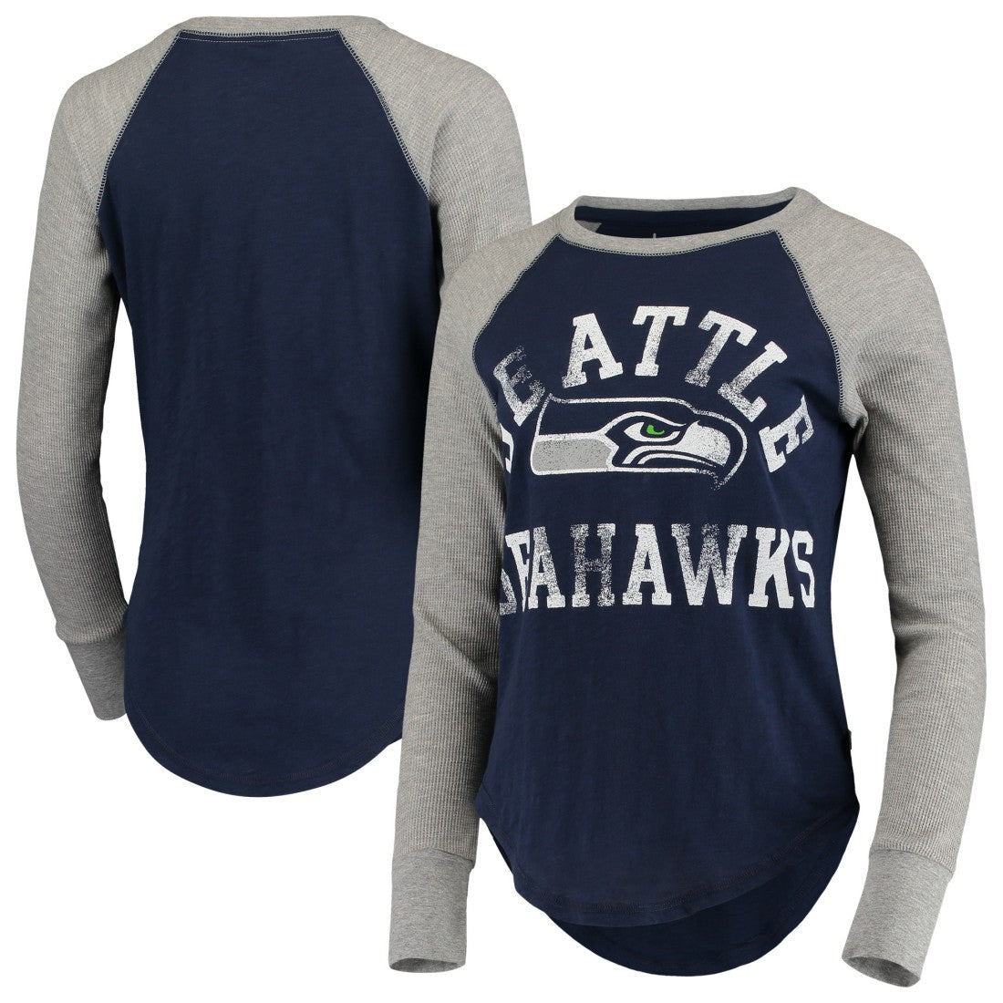 Seattle Seahawks  Touch Women's Waffle Raglan Lightweight Long Sleeve T-Shirt