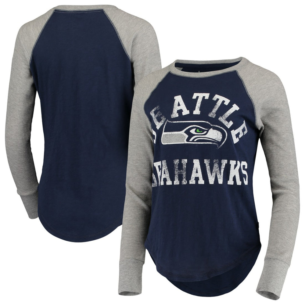 Seattle Seahawks  Touch Women's Waffle Raglan Lightweight Long Sleeve T-Shirt
