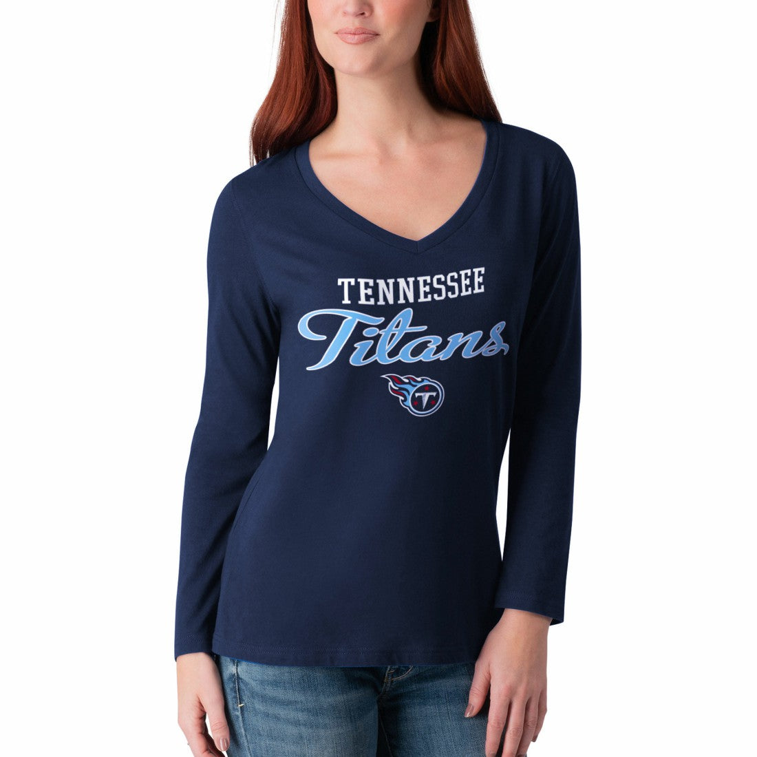 Tennessee Titans  G-III 4Her by Carl Banks Women's Post Season Long Sleeve V-Neck T-Shirt