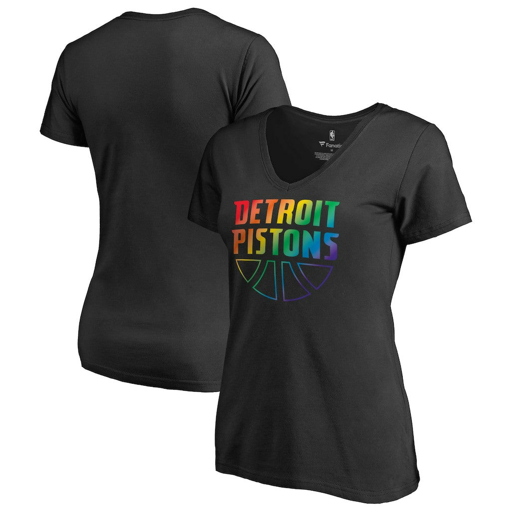 Detroit Pistons Women's Team Pride Wordmark V-Neck T-Shirt sale Discount