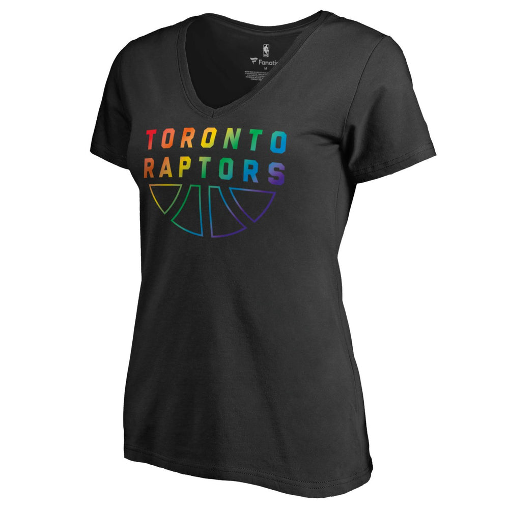 Toronto Raptors Women's Team Pride Wordmark V-Neck T-Shirt Discount