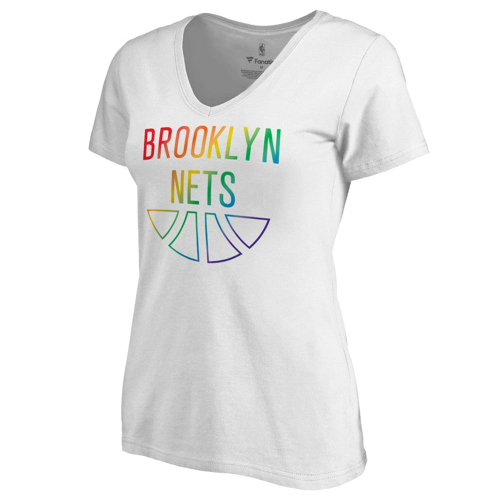 Brooklyn Nets Women's Team Pride Wordmark V-Neck T-Shirt Discount