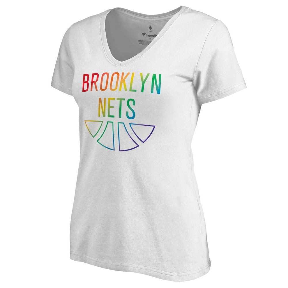 Brooklyn Nets Women's Team Pride Wordmark V-Neck T-Shirt Discount