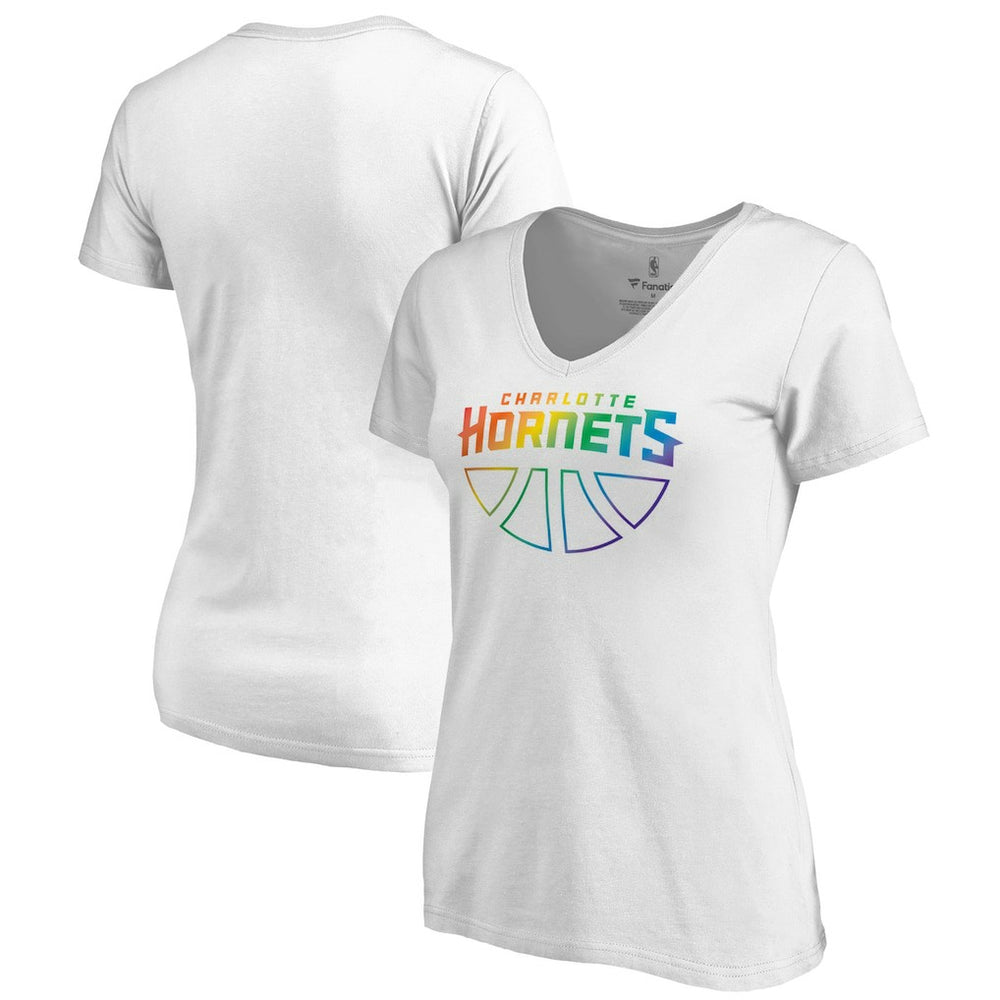 Charlotte Hornets Women's Team Pride Wordmark V-Neck T-Shirt On Sale