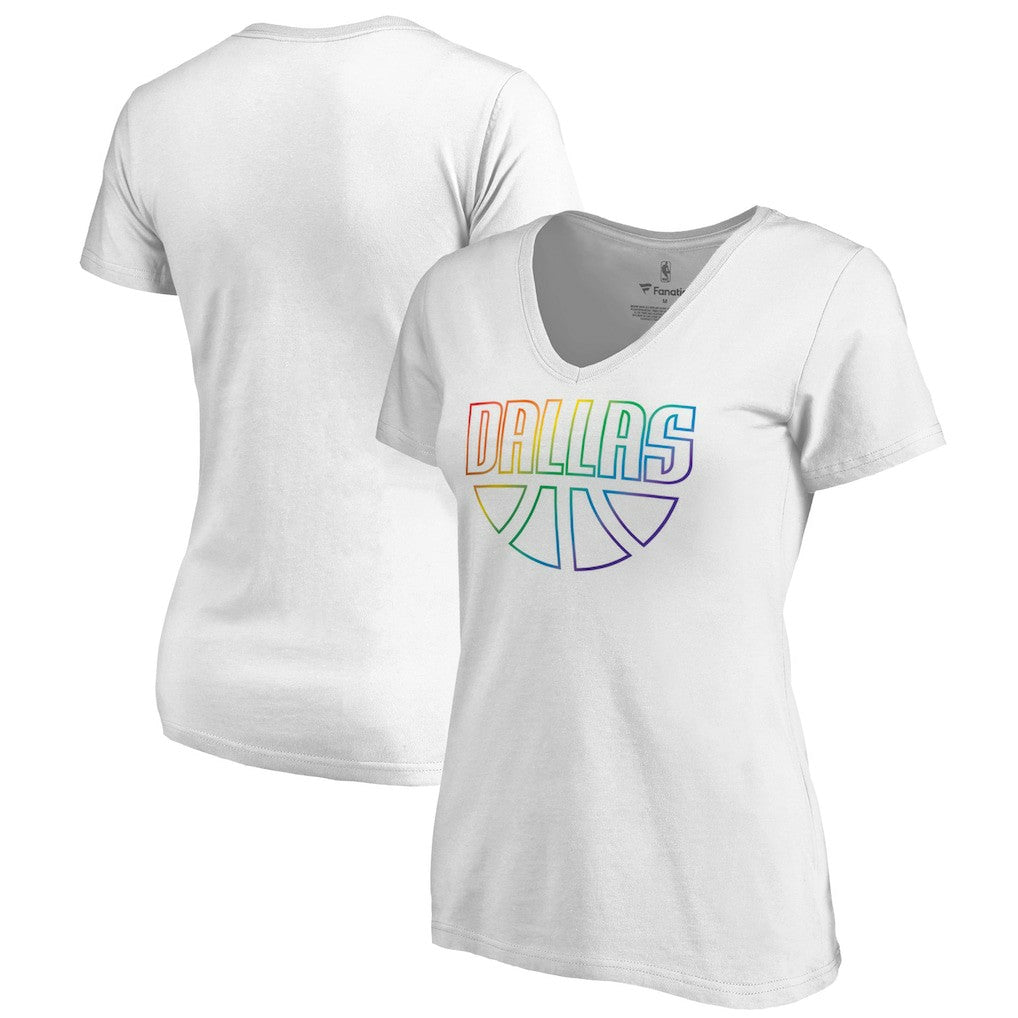 Dallas Mavericks Women's Team Pride Wordmark V-Neck T-Shirt sale On Sale