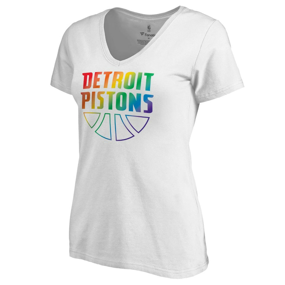 Detroit Pistons Women's Team Pride Wordmark V-Neck T-Shirt sale New
