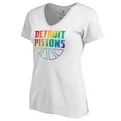 Detroit Pistons Women's Team Pride Wordmark V-Neck T-Shirt sale New