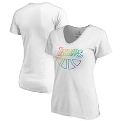 Los Angeles Lakers Women's Team Pride Wordmark V-Neck T-Shirt New