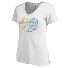 Los Angeles Lakers Women's Team Pride Wordmark V-Neck T-Shirt New