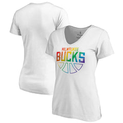 Milwaukee Bucks Women's Team Pride Wordmark V-Neck T-Shirt Outlet