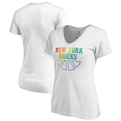 New York Knicks Women's Team Pride Wordmark V-Neck T-Shirt Outlet
