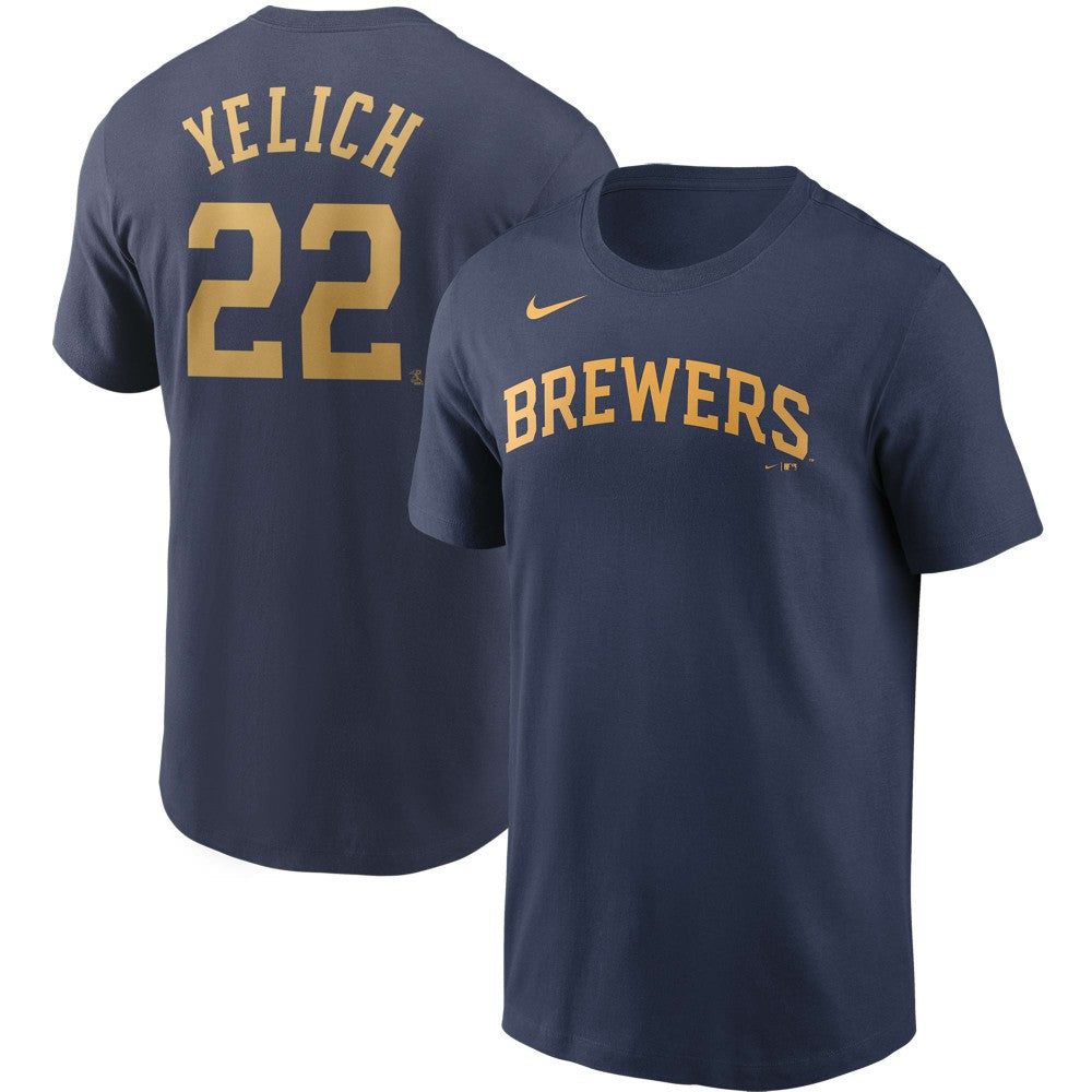 Christian Yelich Milwaukee Brewers Nike Name & Number T-Shirt | MLB Outlet