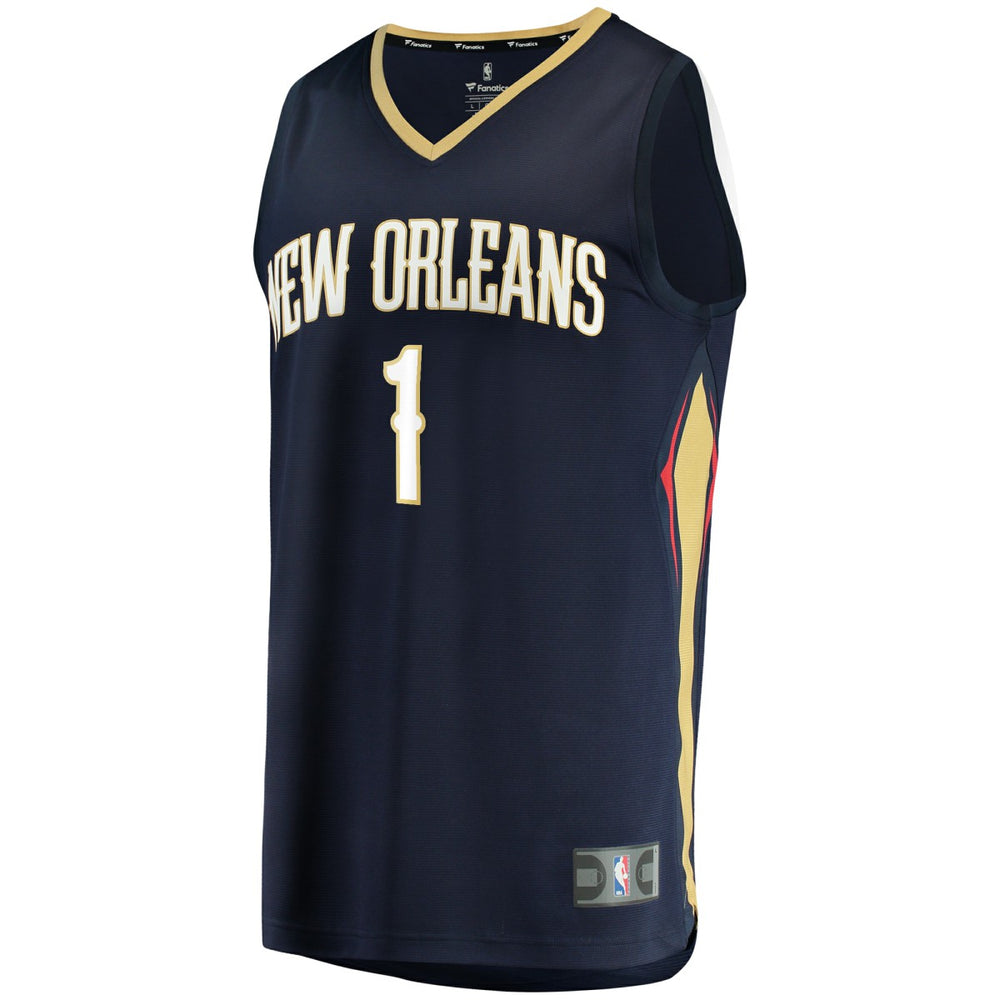 Zion Williamson New Orleans Pelicans Youth Replica Fast Break Jersey Navy For Sale
