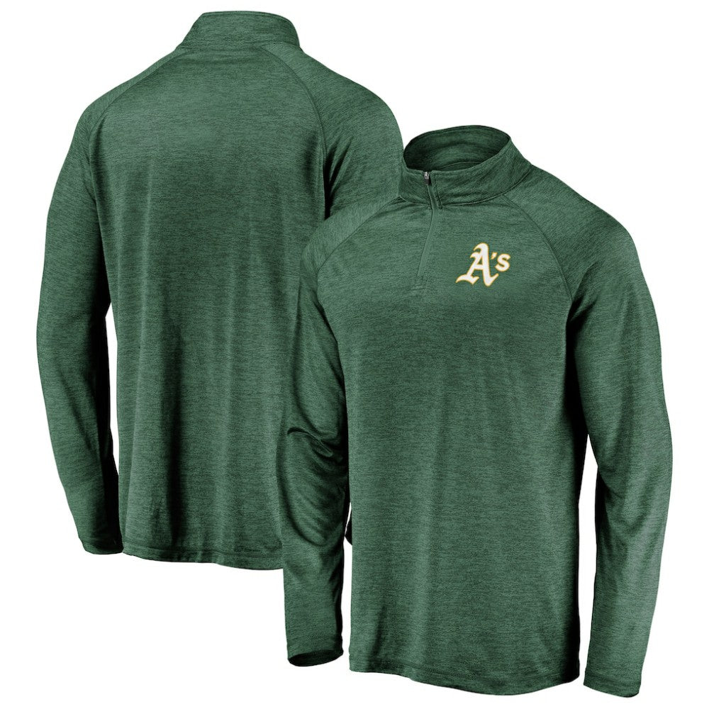 Athletics Fanatics Iconic Striated Primary Logo Raglan Quarter-Zip Pullover Jacket | MLB Online
