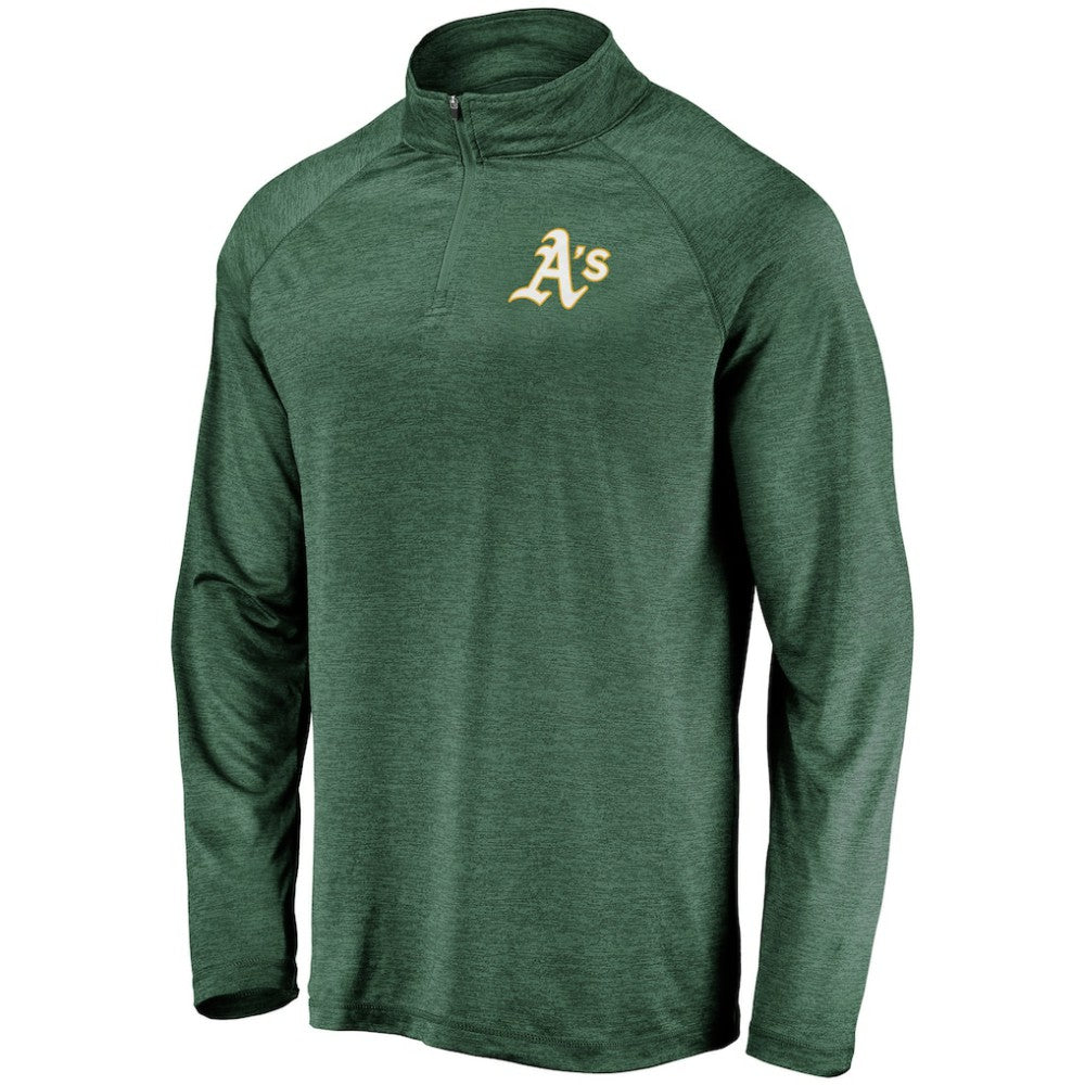 Athletics Fanatics Iconic Striated Primary Logo Raglan Quarter-Zip Pullover Jacket | MLB Online