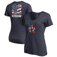 Clayton Kershaw Los Angeles Dodgers Women's Banner Wave Name & Number V-Neck T-Shirt | MLB For sale