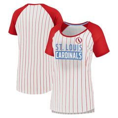 St. Louis Cardinals Fanatics Women's Cooperstown Collection Iconic Pinstripe Raglan Scoop Neck T-Shirt | MLB Near me