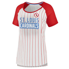 St. Louis Cardinals Fanatics Women's Cooperstown Collection Iconic Pinstripe Raglan Scoop Neck T-Shirt | MLB Near me