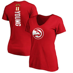 Trae Young Atlanta Hawks Women's Playmaker Name & Number V-Neck T-Shirt New