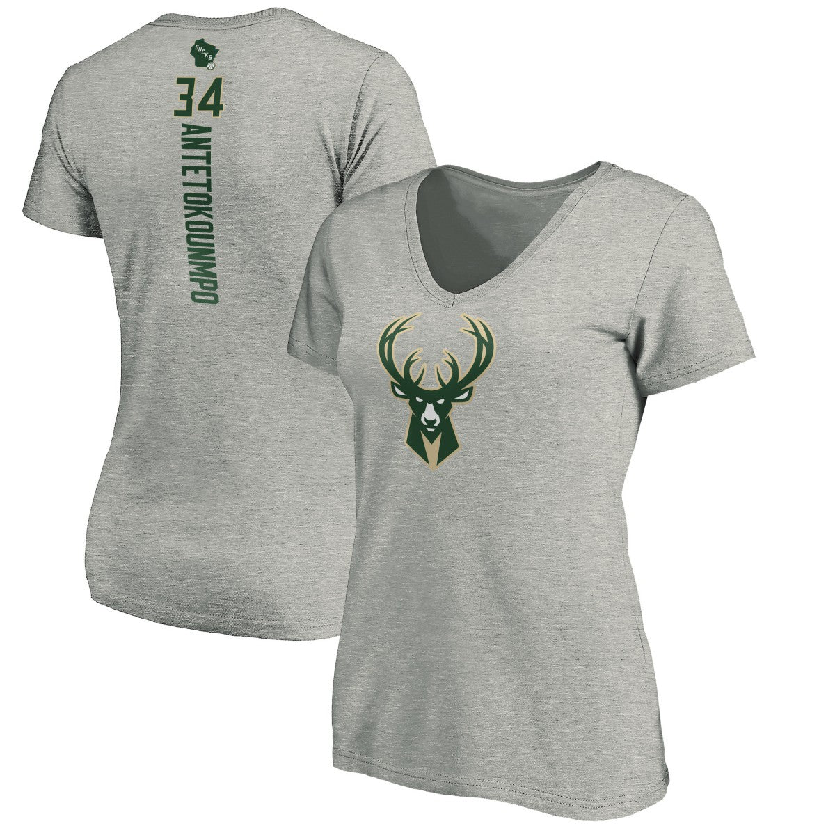 Giannis Antetokounmpo Milwaukee Bucks Women's Playmaker Name & Number V-Neck T-Shirt For Sale
