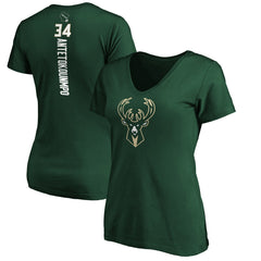 Giannis Antetokounmpo Milwaukee Bucks Women's Playmaker Name & Number V-Neck T-Shirt Online
