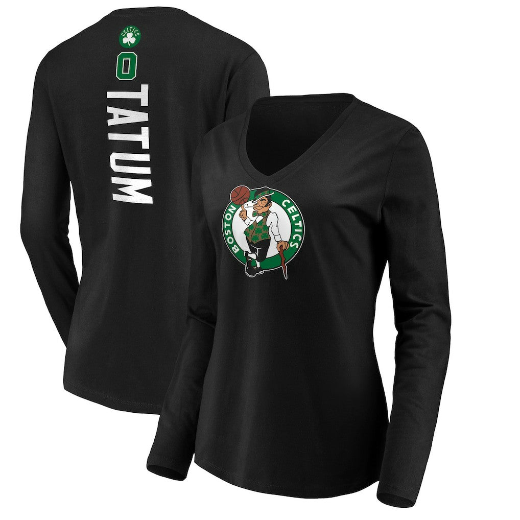 Jayson Tatum Boston Celtics Women's Playmaker Name & Number Long Sleeve V-Neck T-Shirt Online