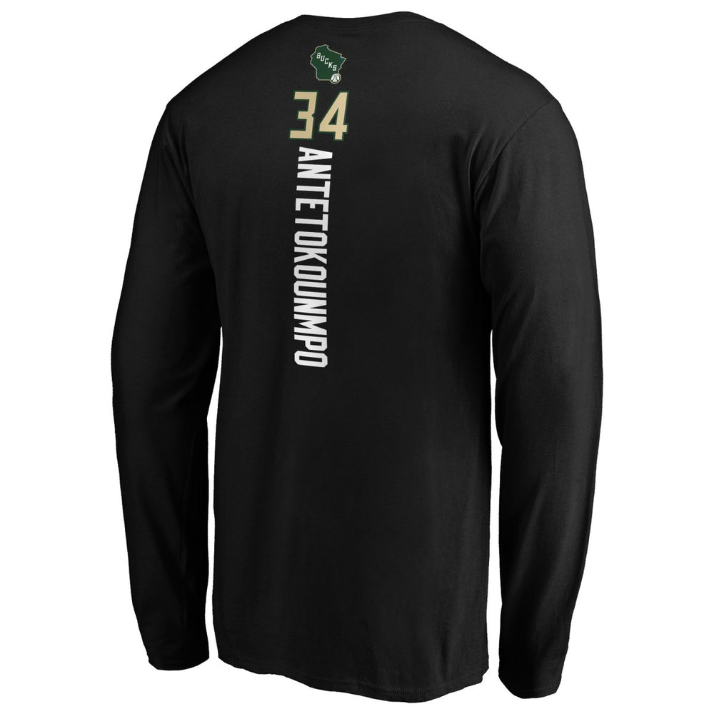 Giannis Antetokounmpo Milwaukee Bucks Playmaker Name & Number Long Sleeve T-Shirt Discount