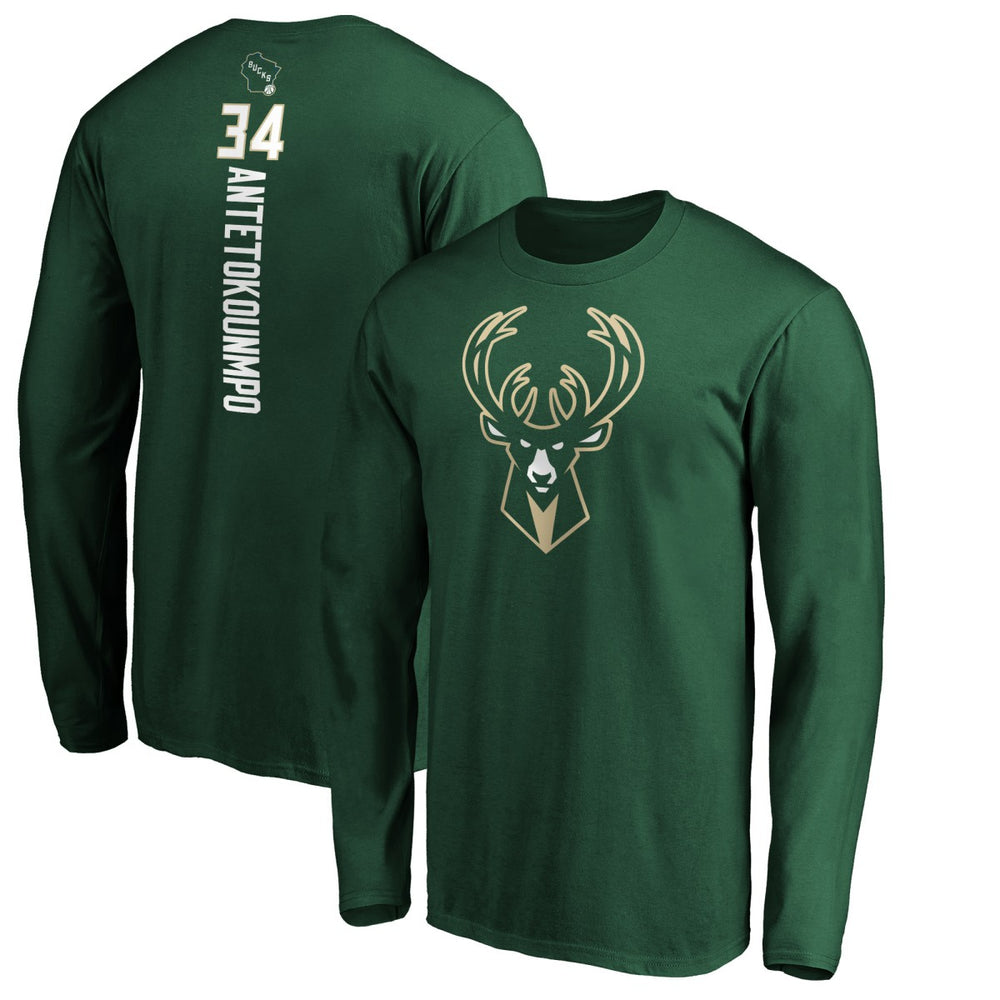 Giannis Antetokounmpo Milwaukee Bucks Playmaker Name & Number Long Sleeve T-Shirt Online