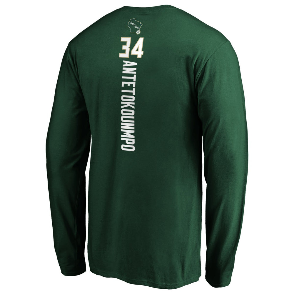 Giannis Antetokounmpo Milwaukee Bucks Playmaker Name & Number Long Sleeve T-Shirt Online