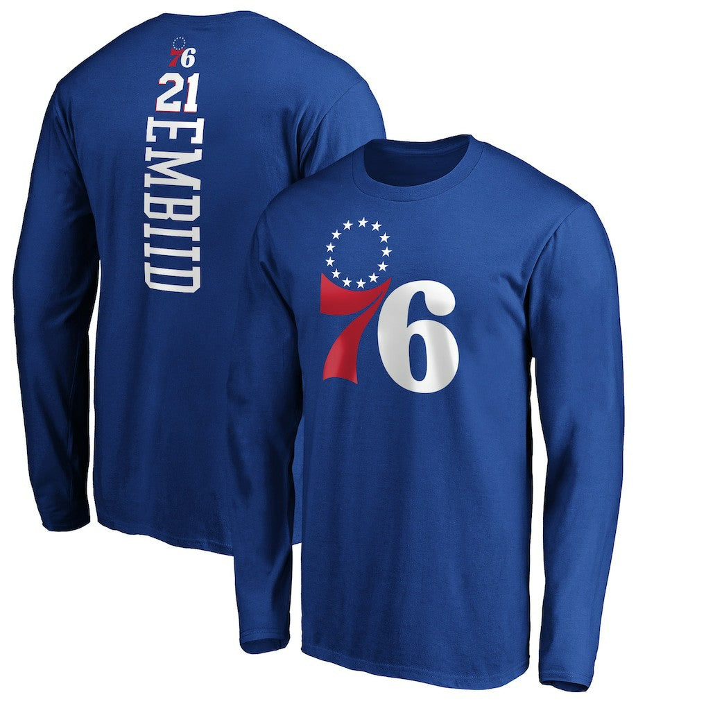 Joel Embiid Philadelphia 76ers Playmaker Name & Number Long Sleeve T-Shirt Online
